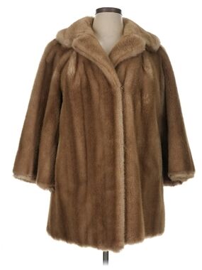 Luxurious Brown Faux Fur Coat Classic Women's Outerwear Size 14